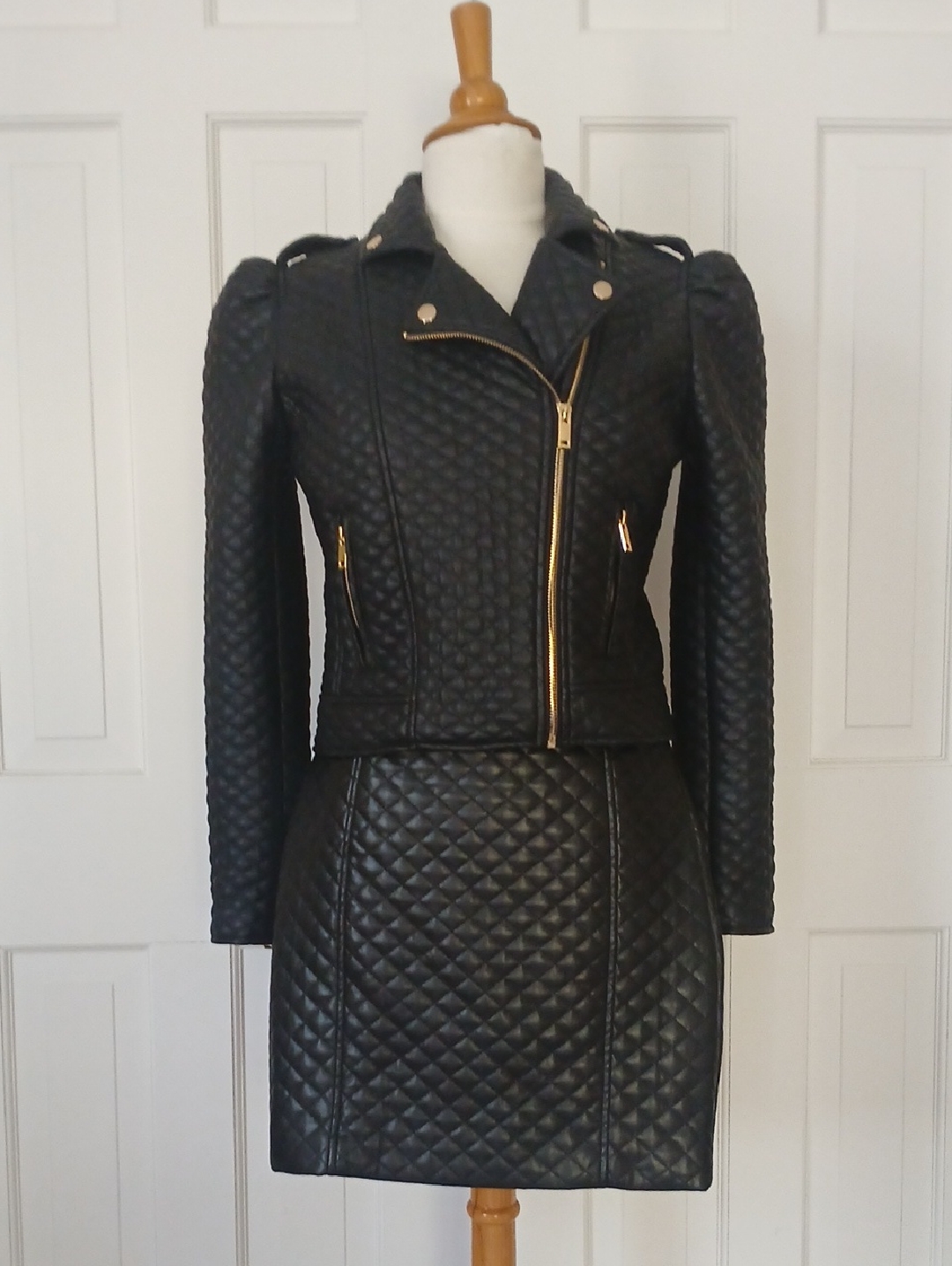 Generation Love Quilted Vegan Leather Moto Jacket & Aiza Pencil Skirt Set